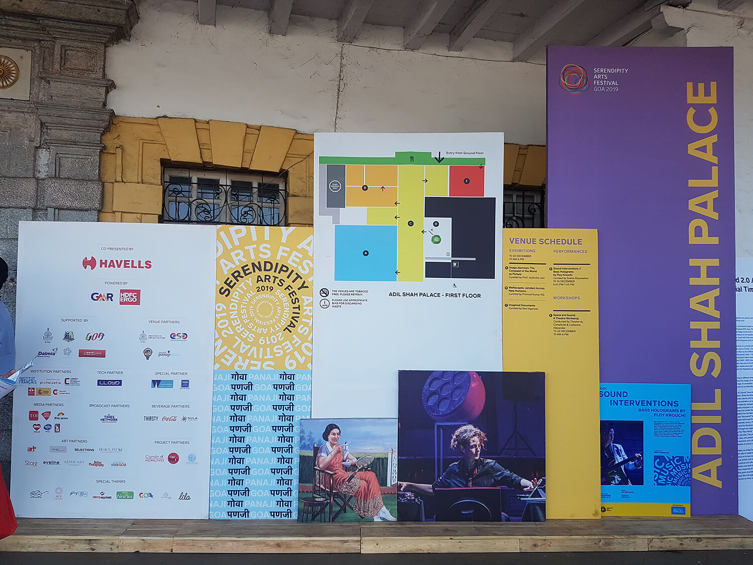 Photo of a pallette structure showing SAF 2019 branding